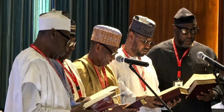President Tinubu administers oath of office to newly appointed Federal Commissioners